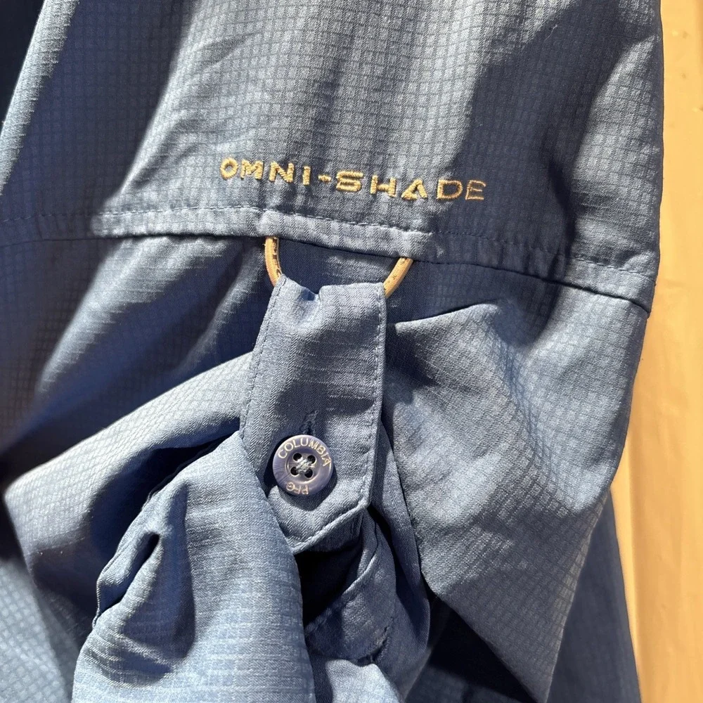 Columbia PFG Omni-Shade Fish Shirt Mens 3XL Blue Long Button Sleeve Button Down